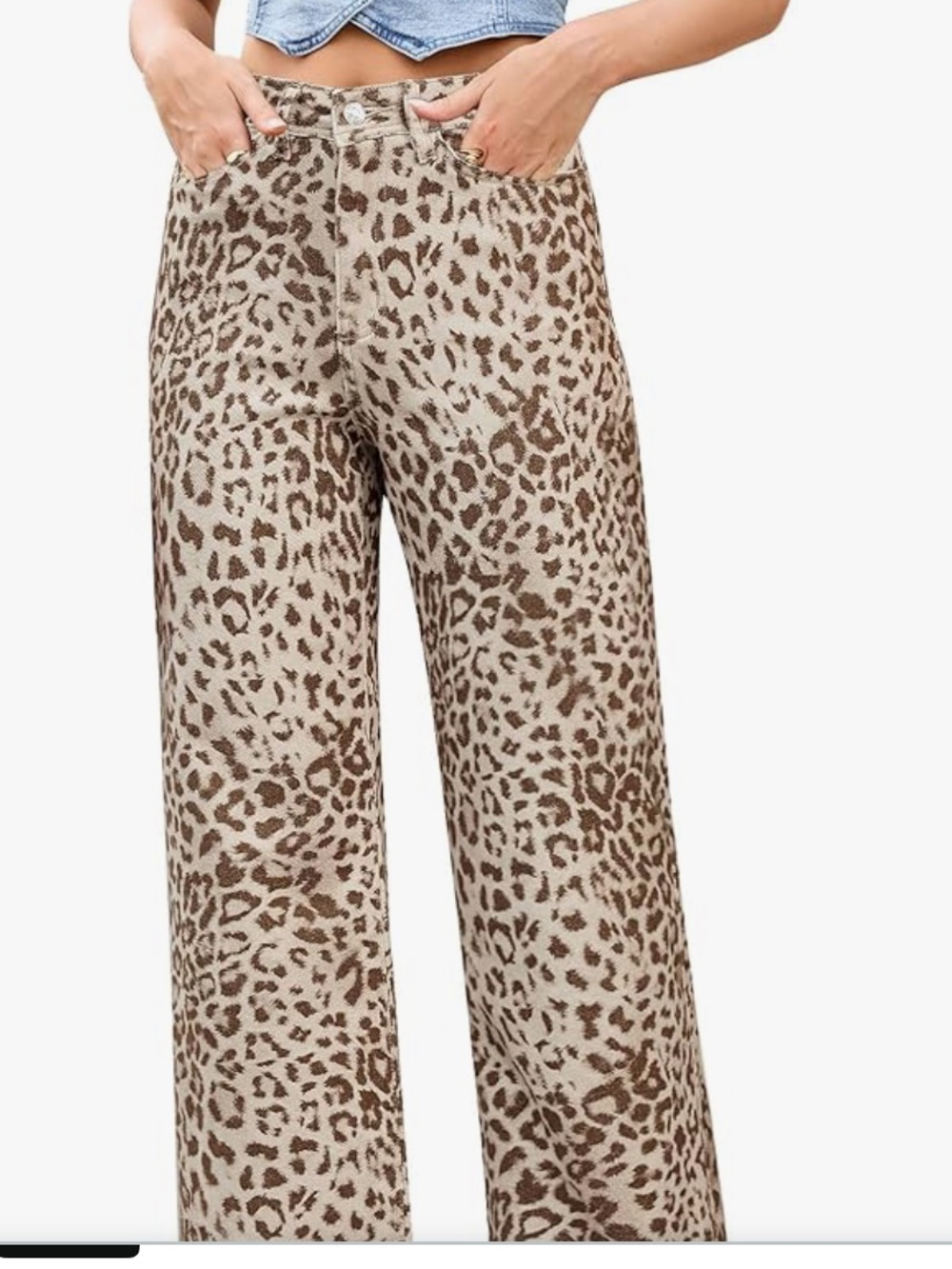 🚘 NWOT High-Rise Wide Leg Leopard Print Pants - Brown SIZE XL